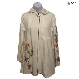 CAITE- X Athleta Embroidered Cream Utility Jacket. L